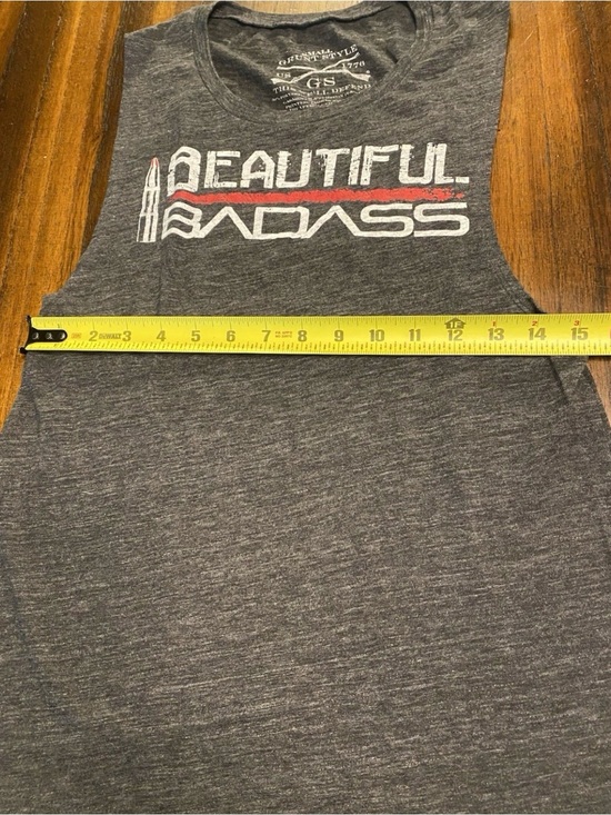 Grunt Style Tops - Grunt Style Women’s Gray TShirt Sleeveless “Beautiful Bad Ass” Small